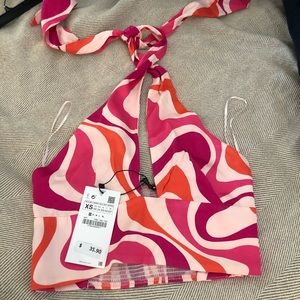 Pink, fuschia and orange halter top size XS by Zara. New with tags